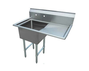 Fregadero 1 poceta 24x24x12" escurridera derecha acero inoxidable- ModernChef - Mod. MG1C242412-18R-318