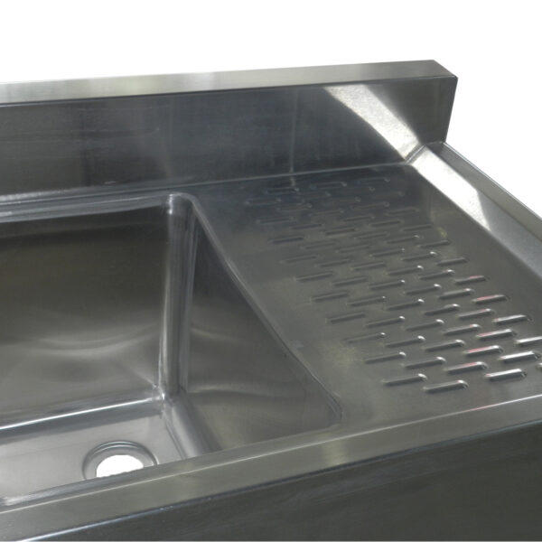 Fregadero de bar 18.5x26x30H pulg. 2 pocetas 10x14x10 pulg con escurridera derecha. Black Line MODERNCHEF Mod. MG-BAR2B36-R - Image 3