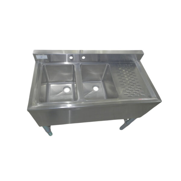 Fregadero de bar 18.5x26x30H pulg. 2 pocetas 10x14x10 pulg con escurridera derecha. Black Line MODERNCHEF Mod. MG-BAR2B36-R - Image 2