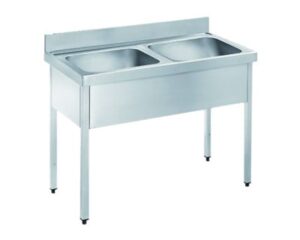 Fregadero de bar 18.5x26.5x30H pulg. 2 pocetas 10x14x10 pulg. Black Line MODERNCHEF Mod. MG-BAR2B26