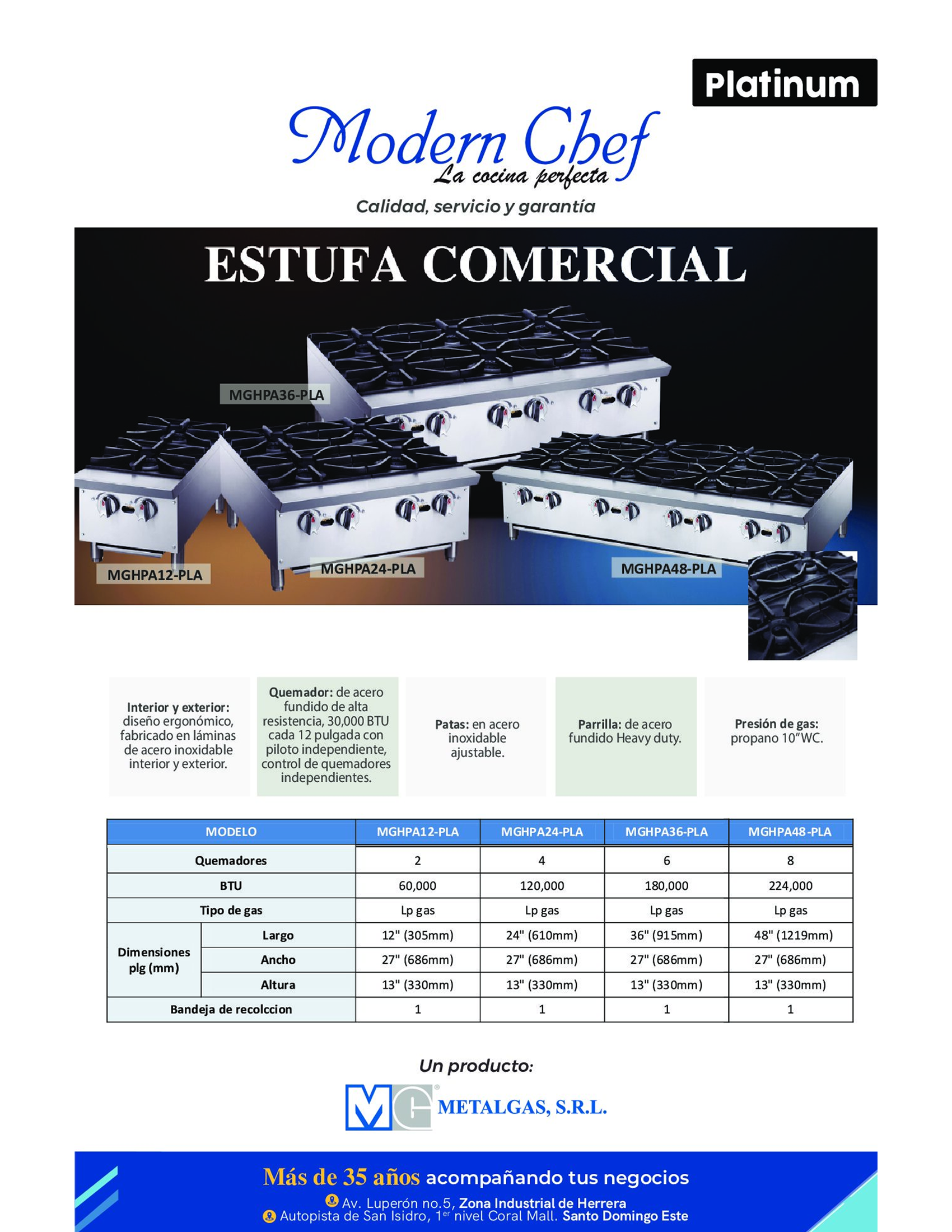 Brochure estufa comercial