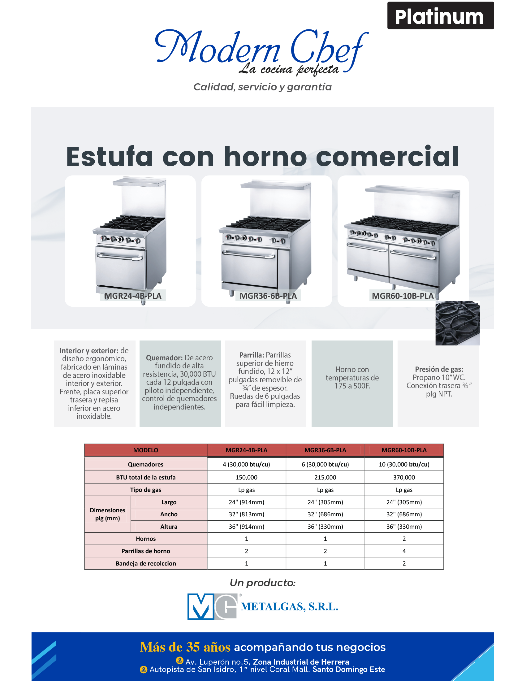 Brochure Estufa con horno comercial