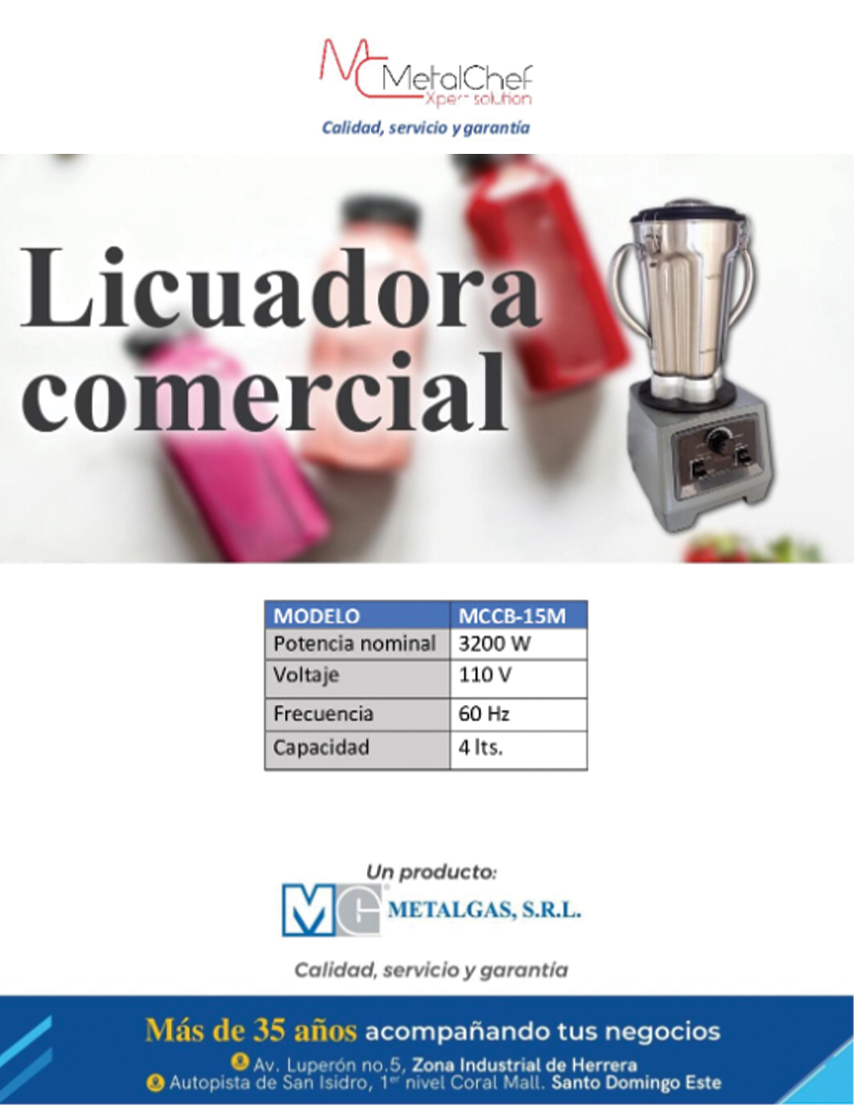 Brochure de licuadora MetalChef Mod. MCCB-15M