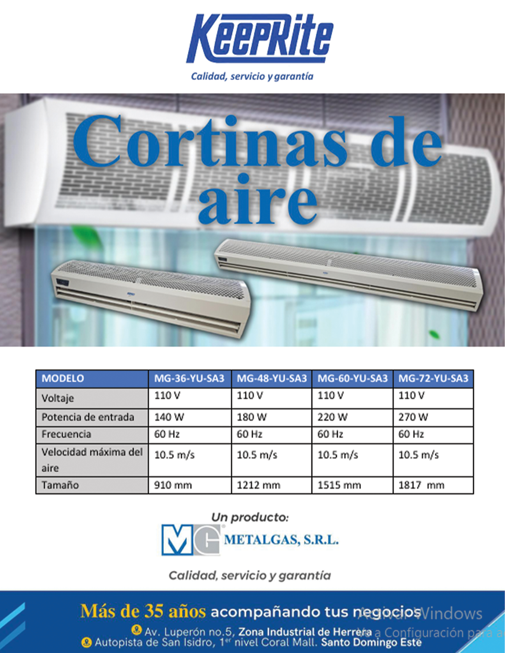 Brochure de cortinas de aire