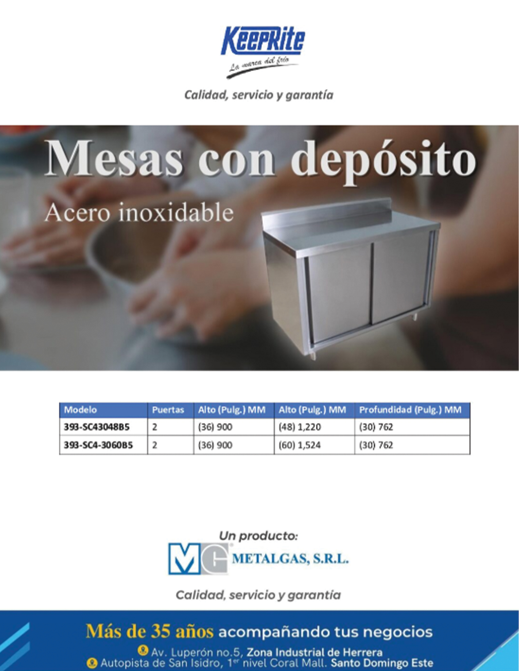 Brochure de mesas con depósito