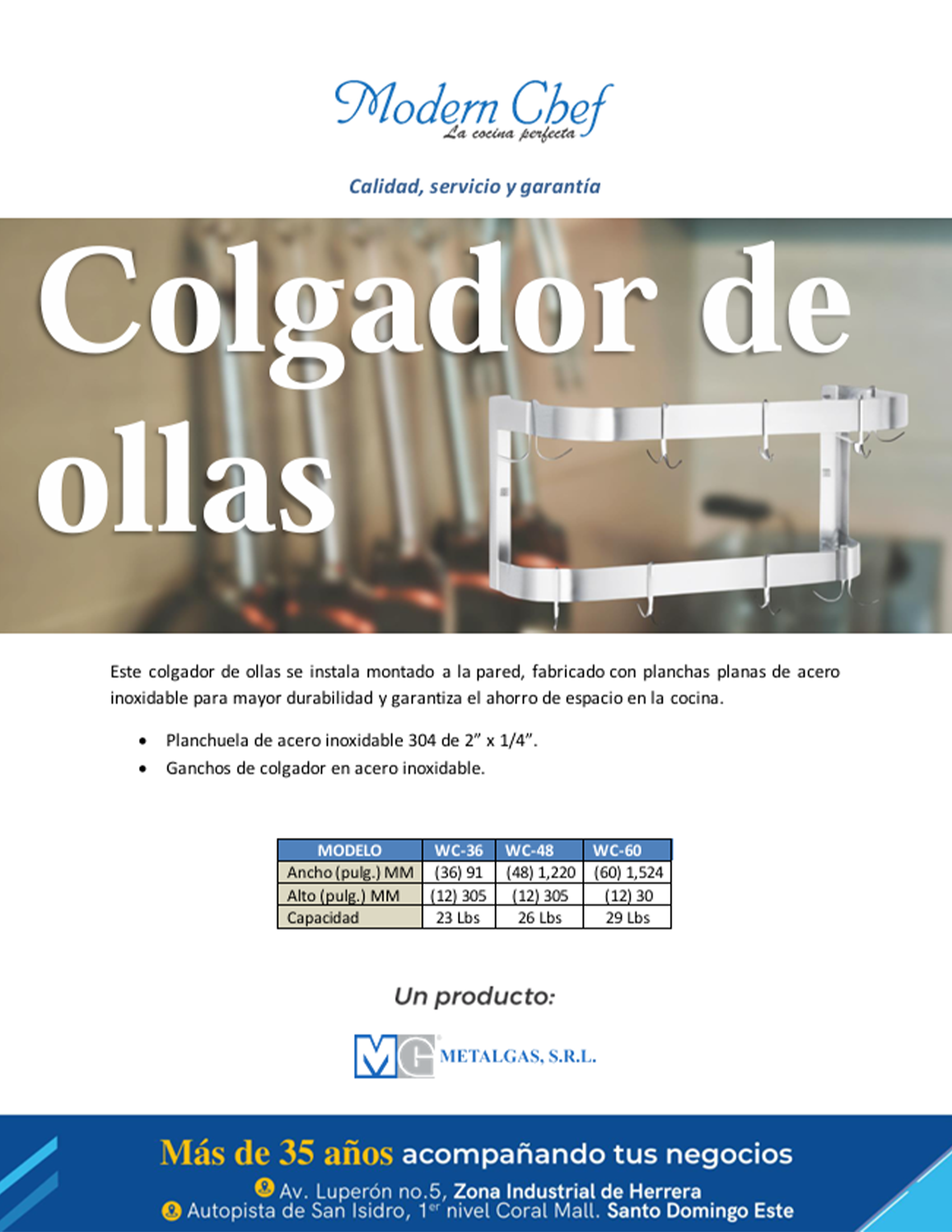 Brochure de colgador de ollas