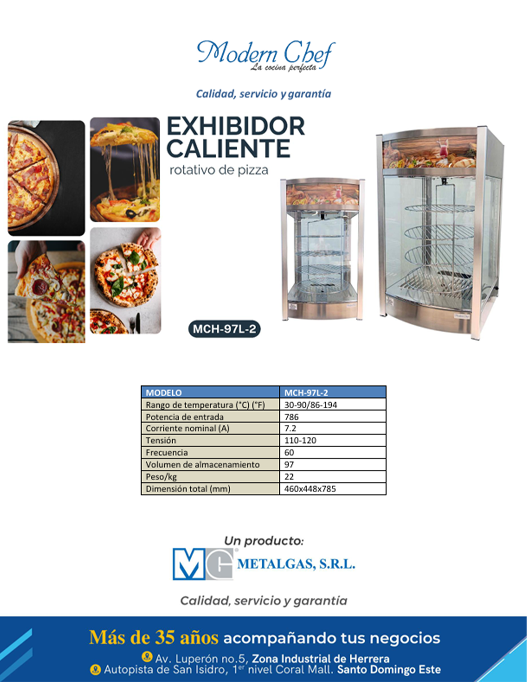 Brochure de Exhibidor caliente rotativo de pizza 